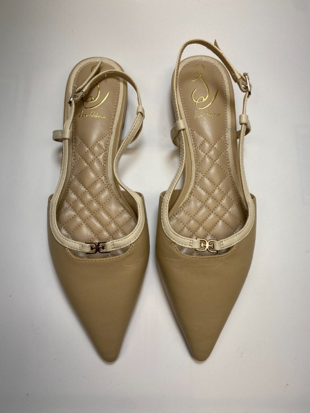 Sam Edelman Womens Cohen Slingback Tan Leather Point Toe Flats Sz 7